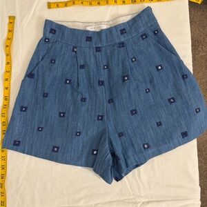 Hunter Bell Blue Patterned High Waist Shorts